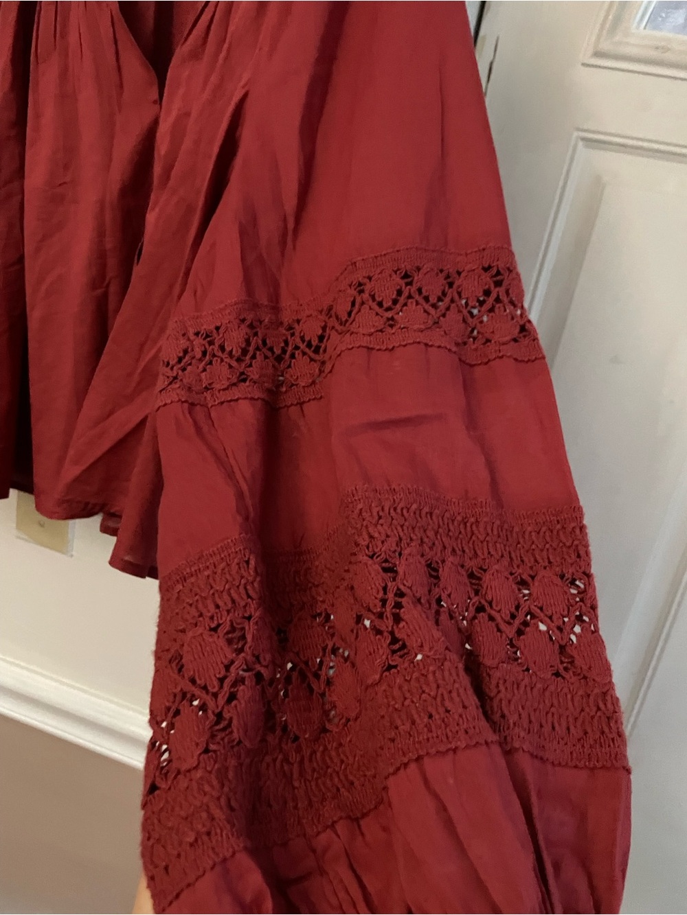 aerie Red Button-Front Peasant Blouse - Picture 3 of 4